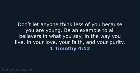 The book of 1 Timothy describes Christ-centered living in the Christian church, both for leaders and members. . 1 timothy 4 12 nlt